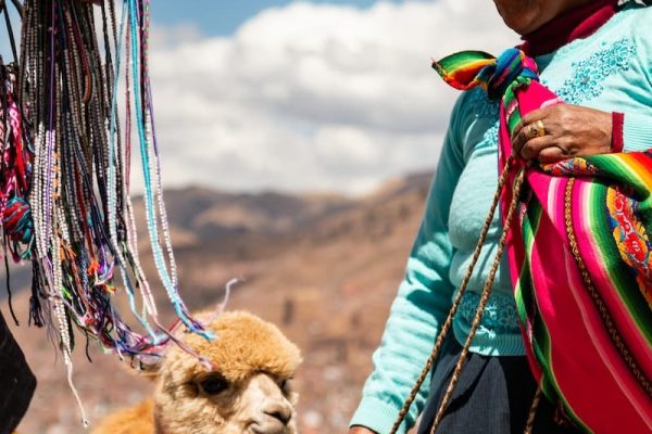 woman standing near mascot